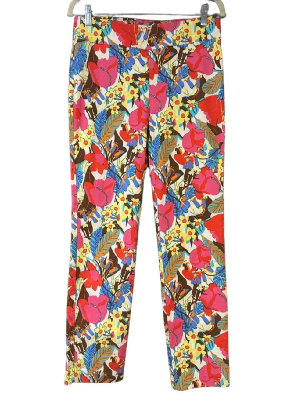 J. McLaughlin Tropical Print Masie Pants Size 10 Colorful Resort Straight Leg